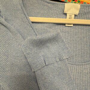H&M Light Blue Ribbed Knit Sweater